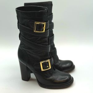 Tory Burch Jaden Leather Biker Boots Size 5.5